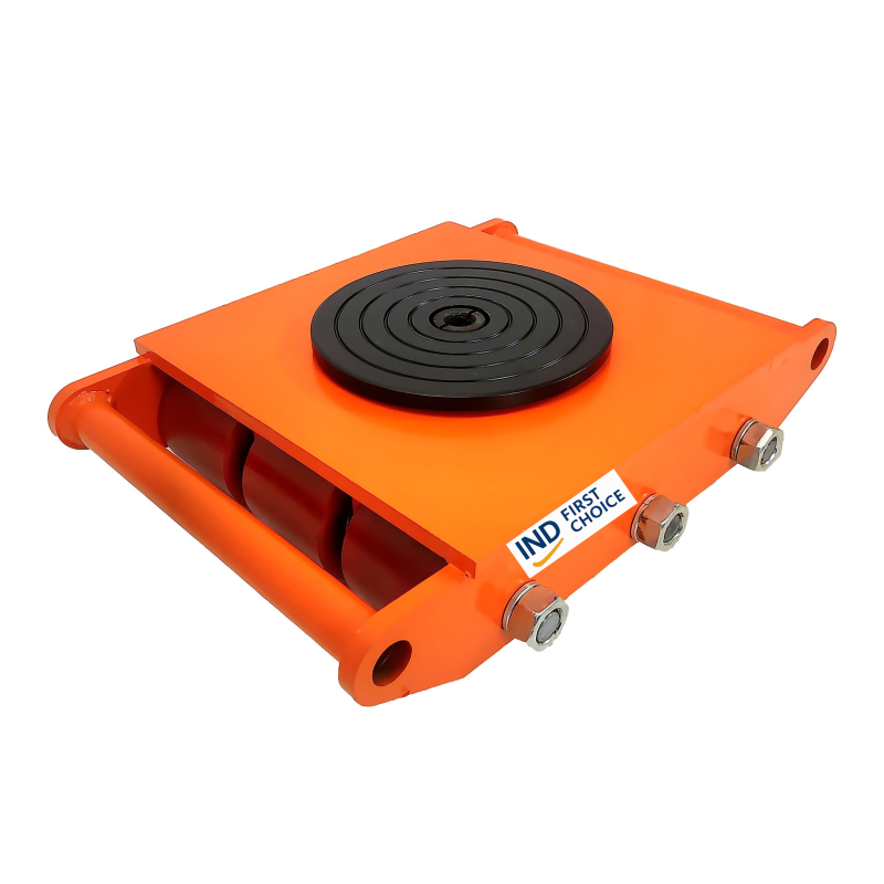 IND FIRST CHOICE Heavy Duty Cargo Trolley, Steel Frame, 15 Ton Capacity, 39 x 27 x 9.5 cm, 9 PU Wheels, Orange, 18.6 Kg Self Weight