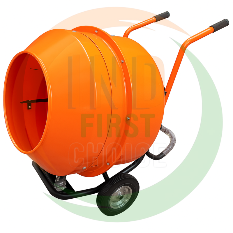 IND FIRST CHOICE Concrete Mixer Machine | 230 LTR Extra Heavy-Duty Capacity | 1 HP Pure Copper Motor | Rugged Steel Drum | Portable Barrow-Type Cement Mixing Machine for RCC & Construction Work
