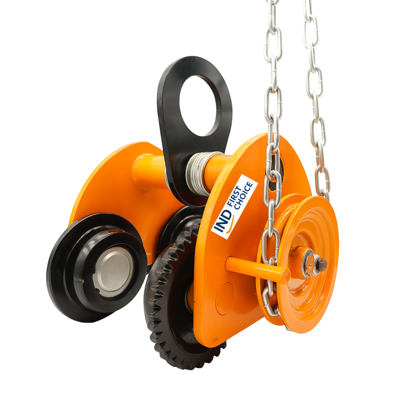 IND First Choice Industrial Gear Trolley, 3 Ton Load Capacity, 3 Meter Rope Length, Heavy-Duty Steel Construction
