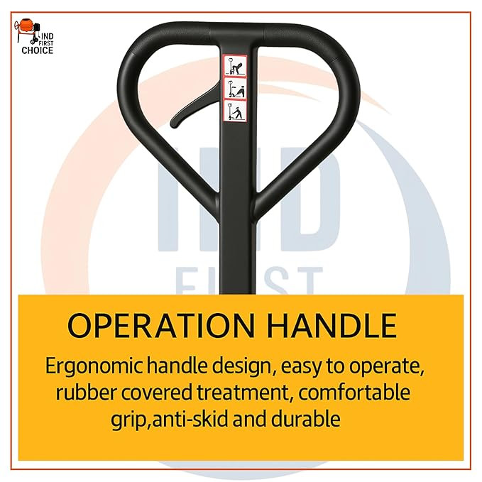 IND FIRST CHOICE Hydraulic Hand Pallet Truck, 2 Ton Capacity, 1150x550 mm Fork, Nylon Wheels, 75–195 mm Lift Height