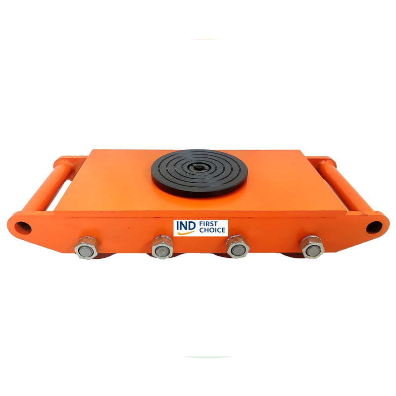 IND FIRST CHOICE Heavy Duty Cargo Trolley, Steel Frame, 12 Ton Capacity, 48 x 19 x 9.5 cm, 8 PU Wheels, Orange, 17 Kg Self Weight