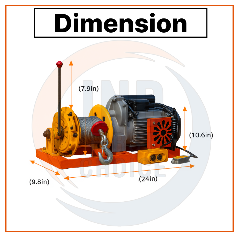 IND FIRST CHOICE Heavy Duty Clutch Winch | Pure Copper Motor | Industrial Lifting Machine for Construction (8 mm 40 mtr)