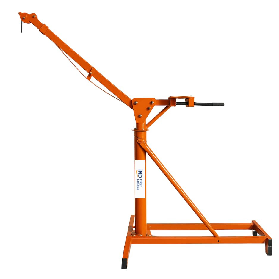 IND FIRST CHOICE Heavy Duty Mini Construction Crane | 65 Kg Frame | Adjustable Boom | 500 Kg Load Capacity | 8mm x 60m Wire Rope | Portable Material Lifting Machine for Construction Sites