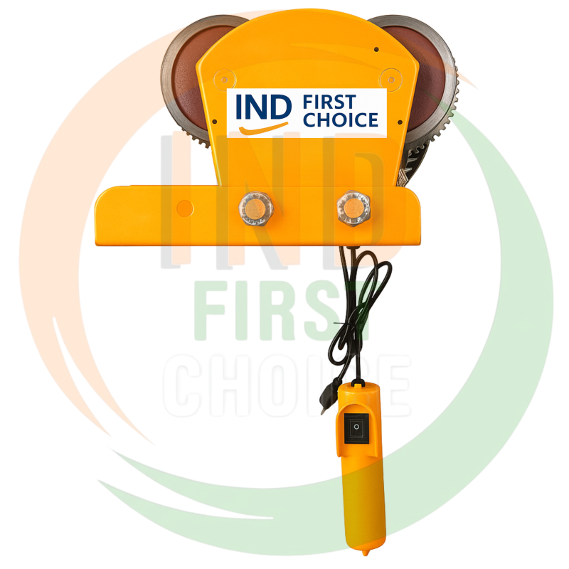 IND FIRST CHOICE Electric Trolley Hoist For Industrial Lifting, 1 Ton Load Capacity, Yellow and Black, Heavy-Duty Electric Motor