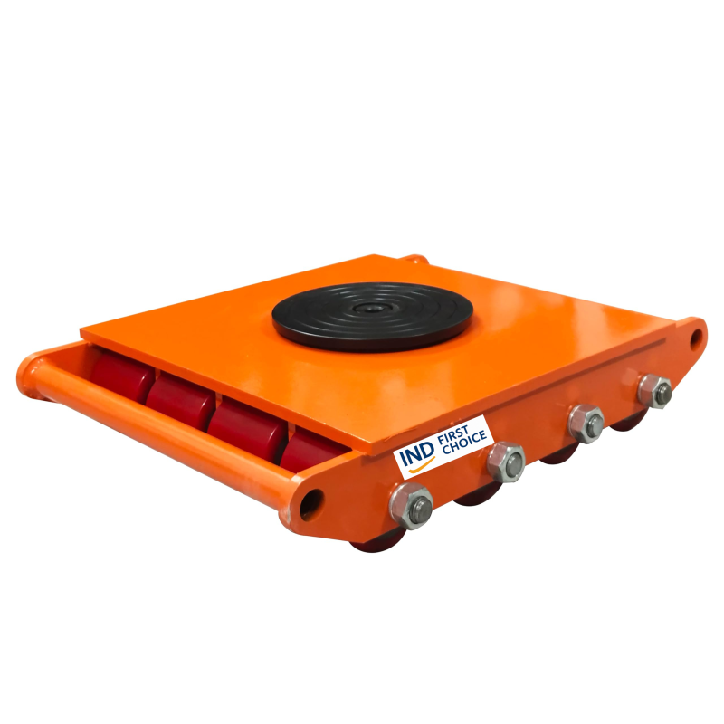 IND FIRST CHOICE Heavy Duty Cargo Trolley, Steel Frame, 50 x 40 x 12 cm, 16 PU Rollers, Orange, 24 Ton Lifting, 30.2 Kg Self Weight