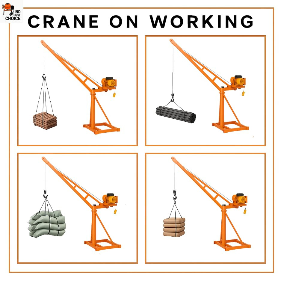 IND FIRST CHOICE Heavy Duty Mini Construction Crane | 55 Kg Frame | 500 Kg Load Capacity | 8mm x 40m Wire Rope | Portable Material Lifting Machine for Construction Sites & Rooftops