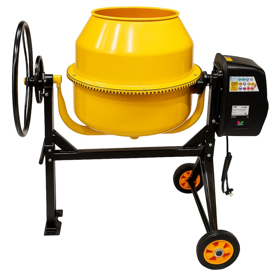 IND FIRST CHOICE Concrete Mixer Machine | 250 Ltr Capacity | 1.5 HP Copper Motor | Heavy-Duty Electric Portable Cement Mixer for Construction