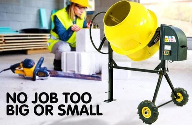 IND FIRST CHOICE Concrete Mixer Machine | 200 LTR Capacity | 940 Watt Powerful Motor | Heavy-Duty Portable Cement Mixing Drum for Construction Sites